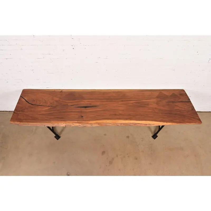Nakashima Style Modern Studio Crafted Monumental Solid Walnut Slab Console Table For Sale 1
