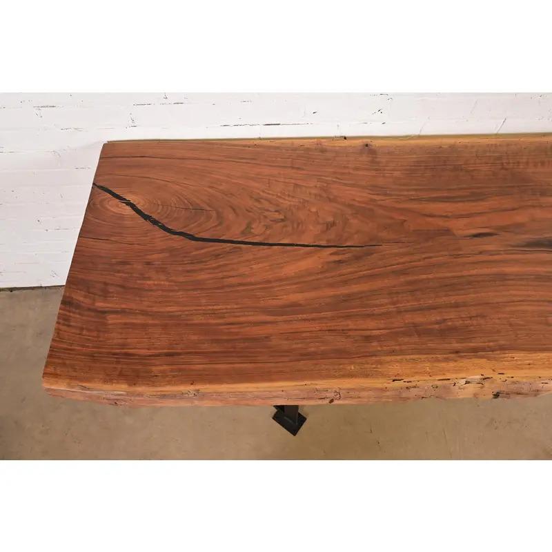 Nakashima Style Modern Studio Crafted Monumental Solid Walnut Slab Console Table For Sale 2