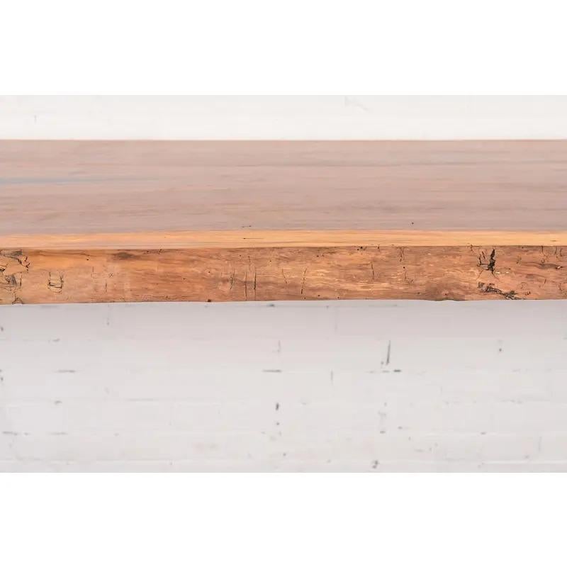 Nakashima Style Modern Studio Crafted Monumental Solid Walnut Slab Console Table For Sale 3