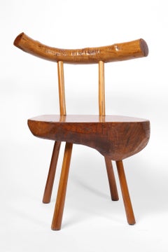 Nakashima Style Organic Free Form Brutalist Wabi Sabi Timber Chairs
