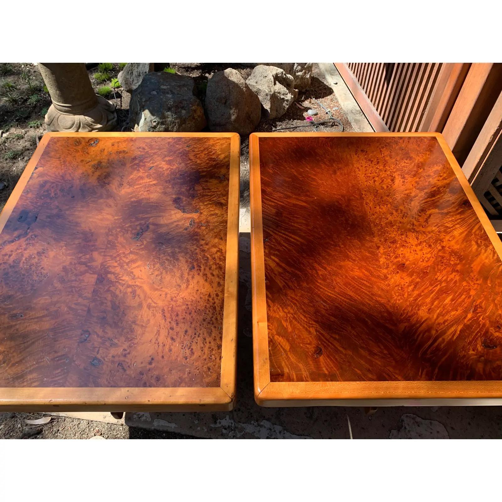 Woodwork Nakashima Style Solid Redwood and Mahogany American Craft Trestle Tables-a pair For Sale