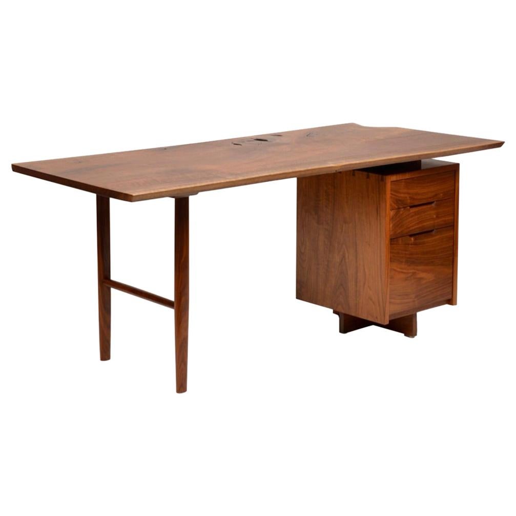 Nakashima Style Solid Walnut Live Edge Desk