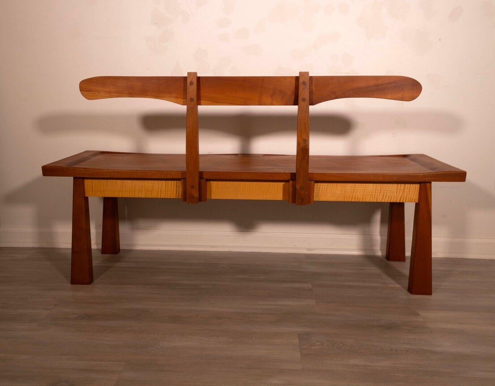 Nakashima Styled Wooden Bench with Divided Seats Signed Mid Century Modern In Good Condition In Keego Harbor, MI