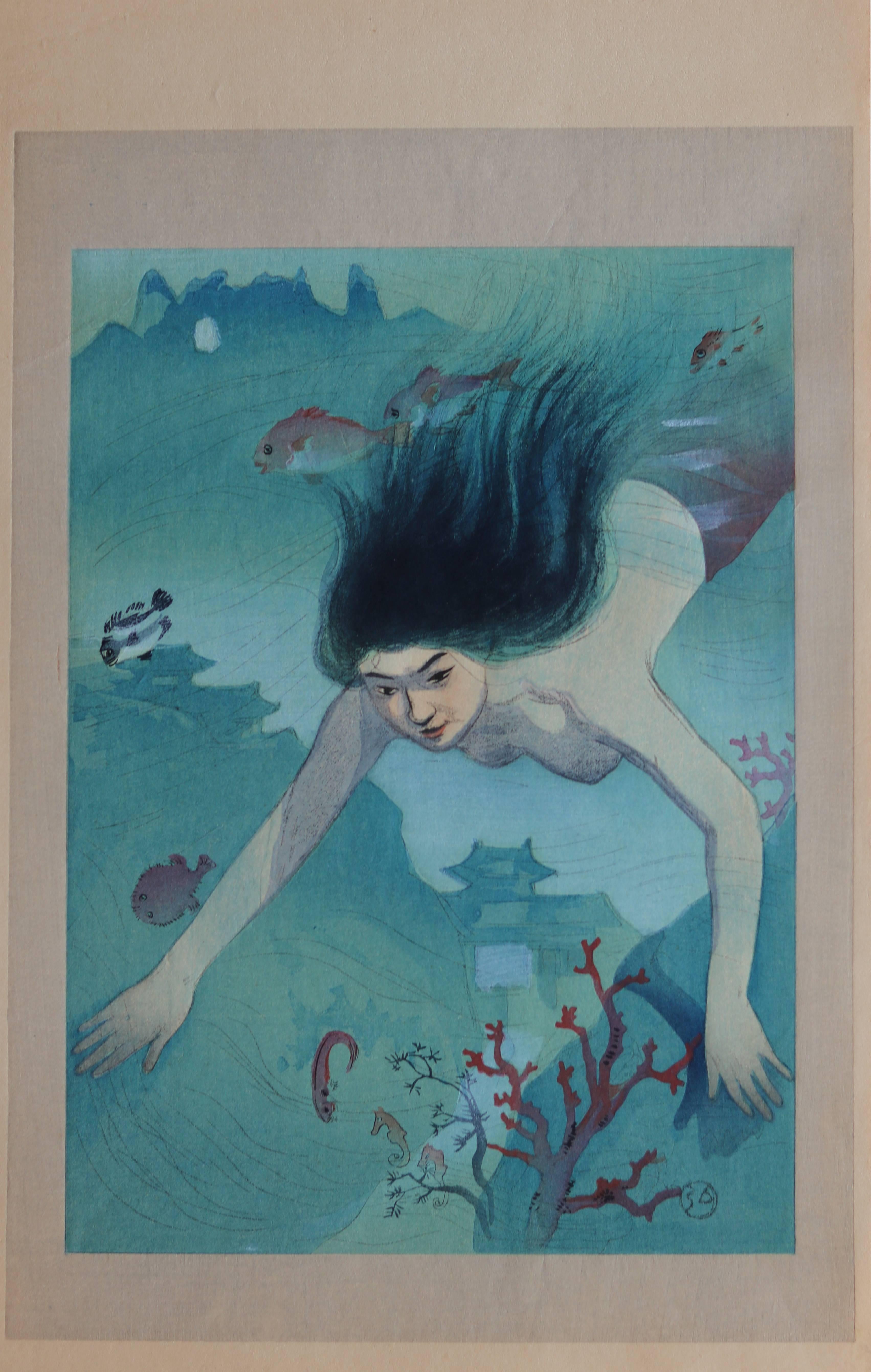 Beauty Diving Underwater - Print by Nakazawa Hiromitsu