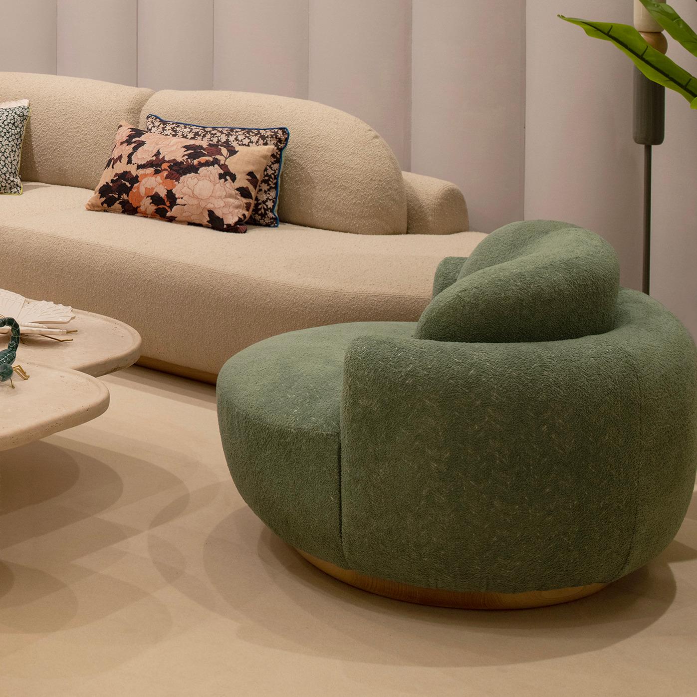 Naked Armchair with Oil Green Fabric For Sale 1