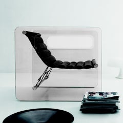 Black Lounge Glass / Leather Chair Giovanni, by Tommaso Garattoni