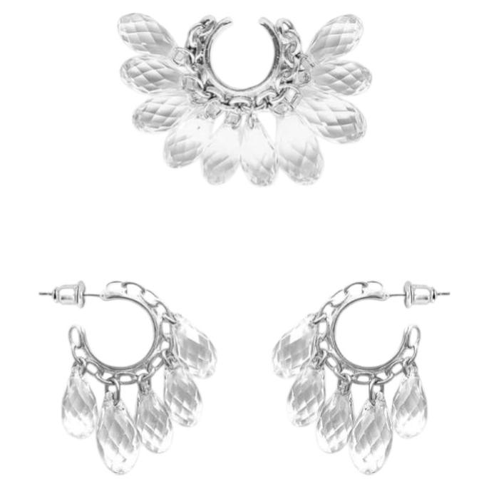 Set d'oreilles Naked Crystals en argent sterling, zircon et cristaux de verre par O Sh