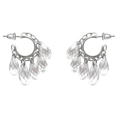 Naked Crystals Mini Hoop Earrings in Silver, Zirconia, & Glass Crystals by O Sh