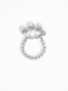 Naked Crystals Ring in 925 Silver, Glass Crystals & Freshwater Pearls by O Sh