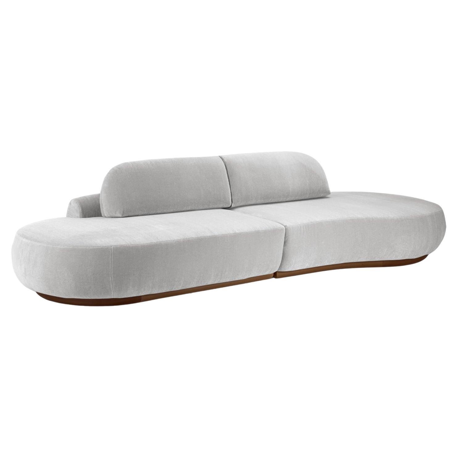 Naked Curved Sectional Sofa, 2 Piece with Beech Ash-056-1 and Aluminium For Sale