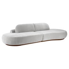 Gebogenes Sechseckiges Sofa, 2 Stück mit Eschenholz-Asche-056-1 und Aluminium