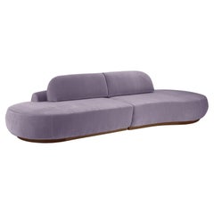 Naked Curved Sectional Sofa, 2 Piece with Beech Ash-056-1 and Paris Lavanda