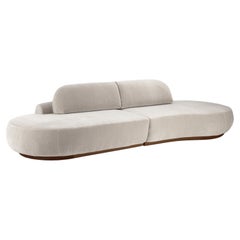 Canapé sectionnel à courbes nues, 2 pièces avec socle en hêtre-056-1 et souris Paris