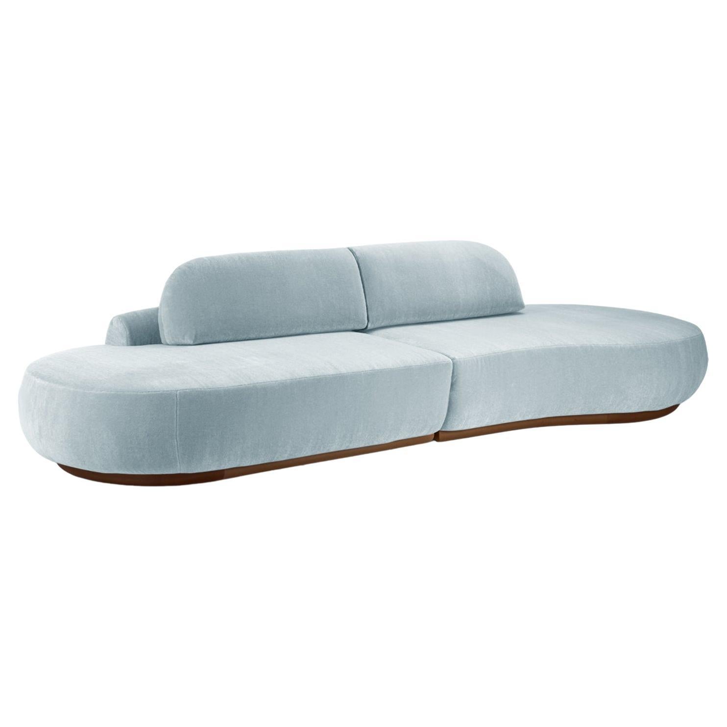 Naked Curved Sectional Sofa, 2 Piece with Beech Ash-056-1 and Paris Safira