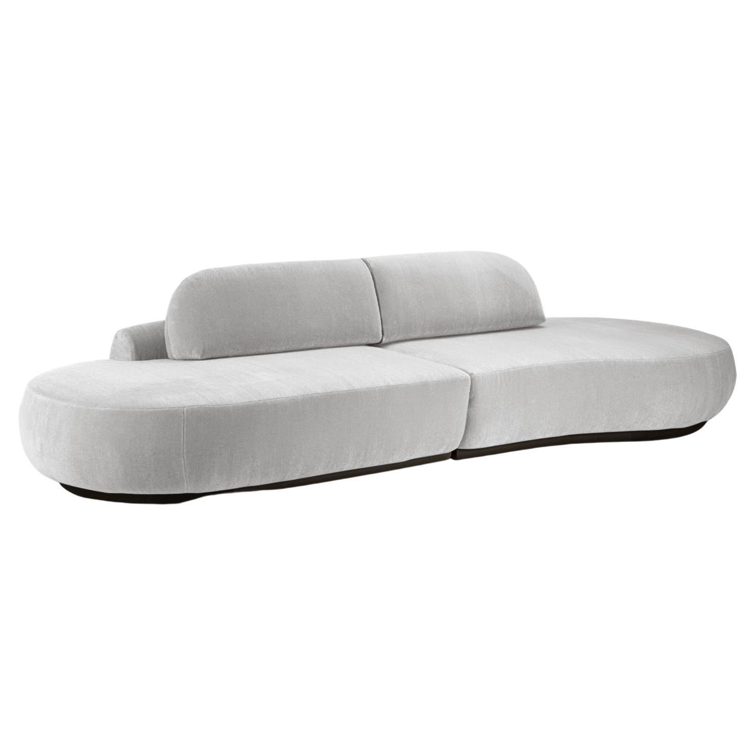 Gebogenes Sofa mit Eschenholzschrank, 2 Stück mit Eschenholz-056-5 und Aluminium
