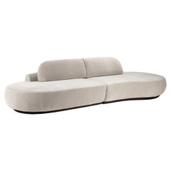Canapé sectionnel à courbes nues, 2 pièces avec socle en hêtre-056-5 et souris Paris