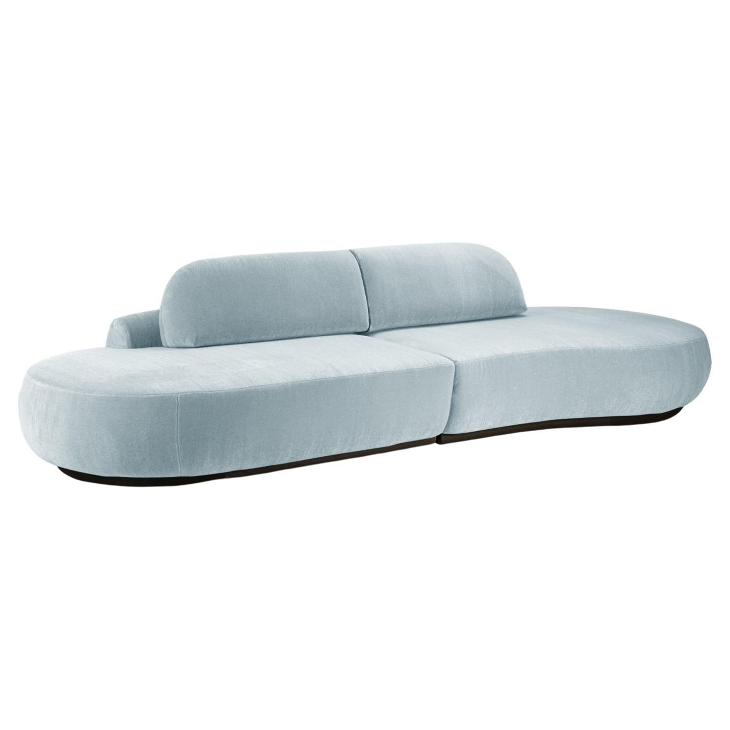 Naked Curved Sectional Sofa, 2 Piece with Beech Ash-056-5 and Paris Safira For Sale