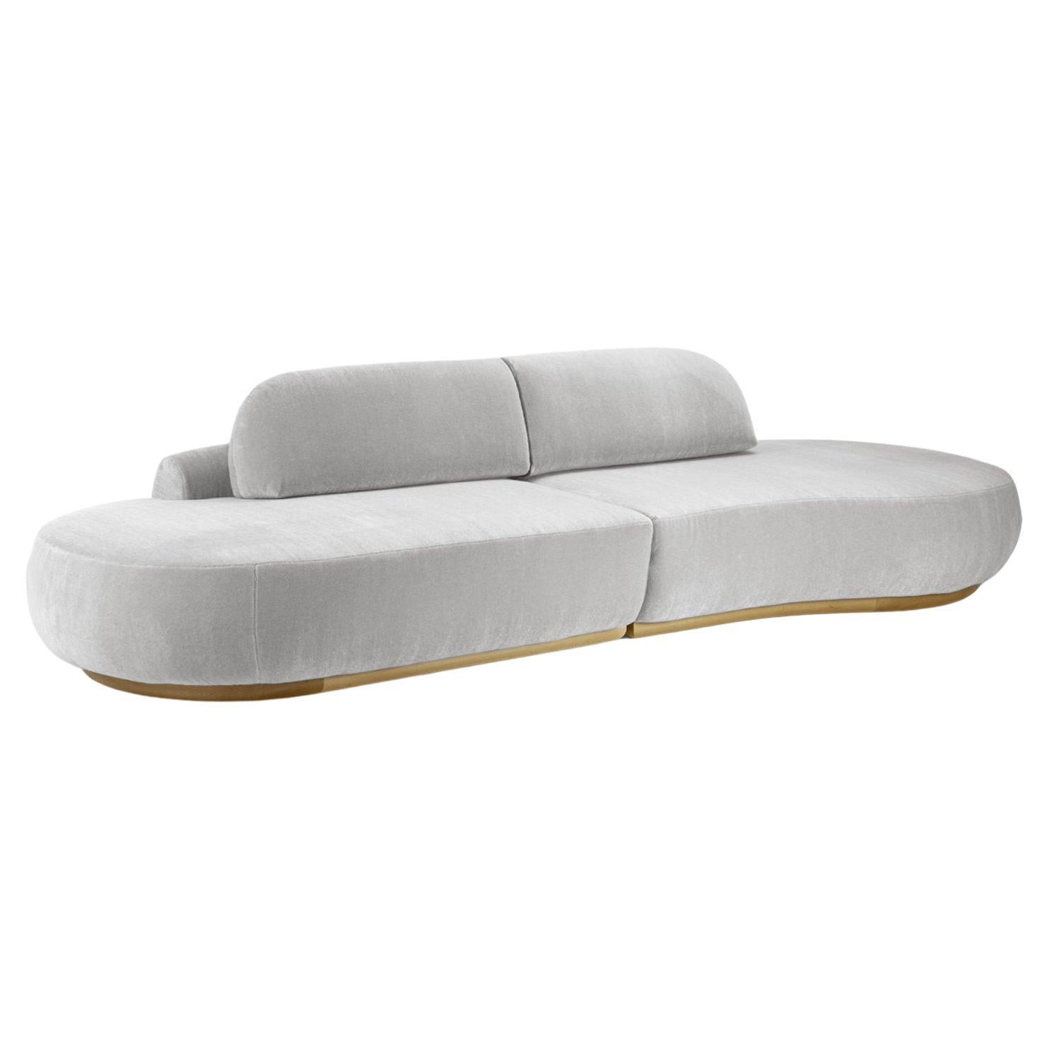 Naked Curved Sectional Sofa, 2 Piece with Natural Oak and Aluminium For Sale