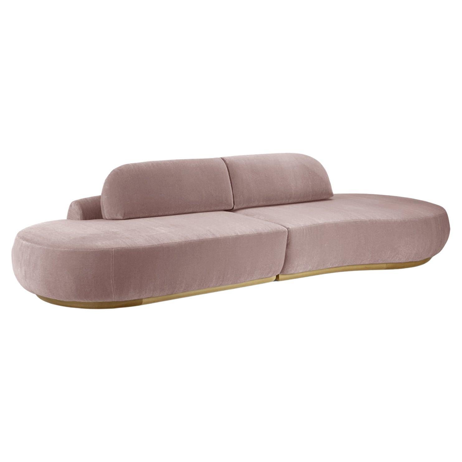 Naked Curved Sectional Sofa, 2 Piece with Natural Oak and Barcelona Lotus