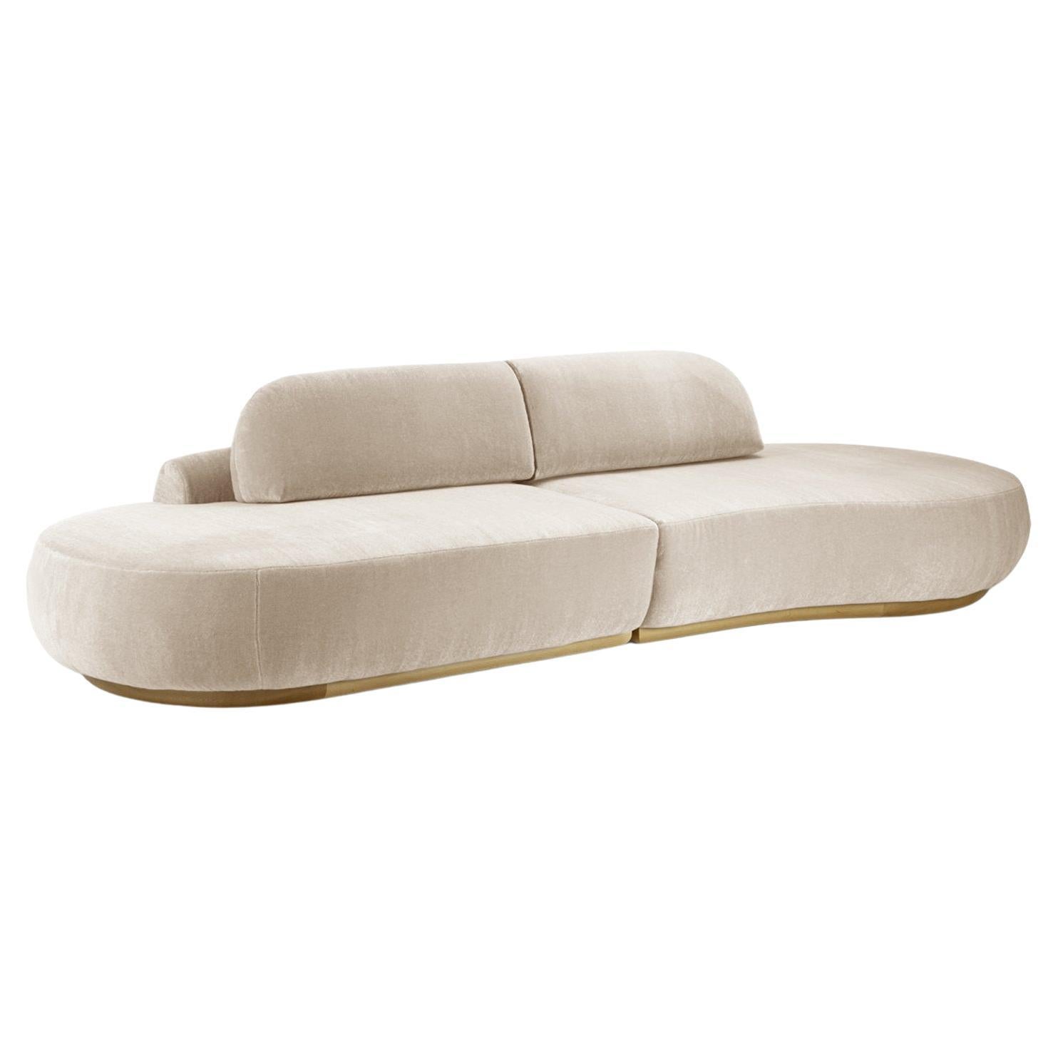 Naked Curved Sectional Sofa, 2 Piece with Natural Oak and Boucle Snow For Sale