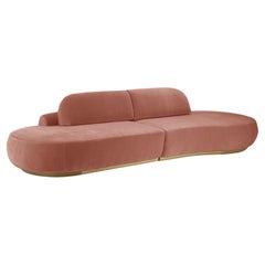 Naked Curved Sectional Sofa, 2 Stück mit Eiche Natur und Ziegelstein