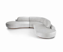 Gebogenes Sechseckiges Sofa, 3 Stück mit Buchenholz-Asche-056-1 und Aluminium