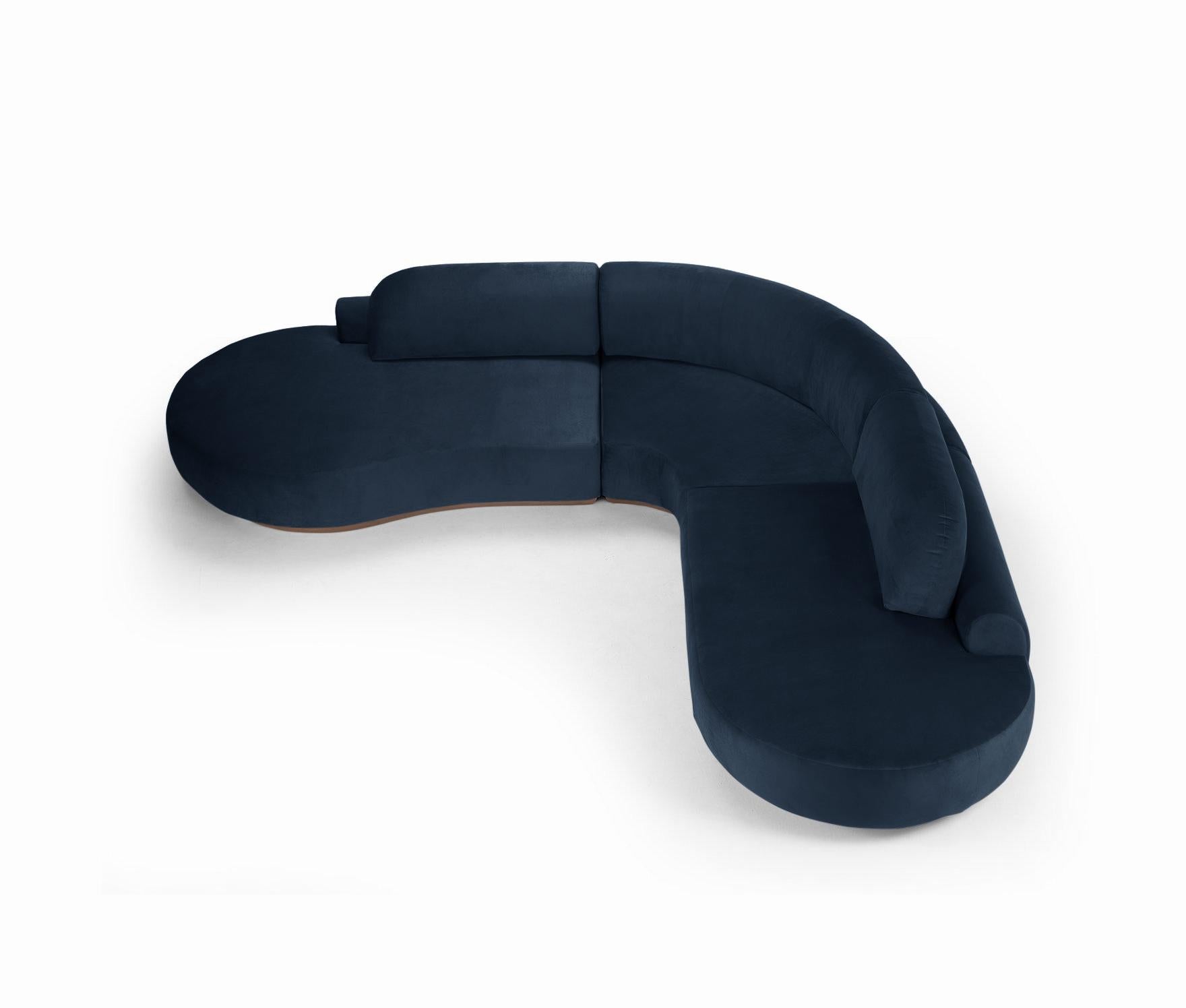 Moderne Canapé sectionnel à courbes nues, 3 pièces avec frêne et noir Paris-056-1 en vente