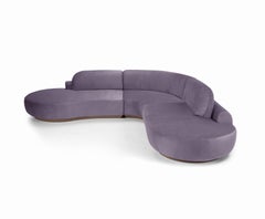 Naked Curved Sectional Sofa, 3 Stück mit Buchenholz-Asche-056-1 und Paris Lavanda