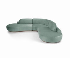Naked Curved Sectional Sofa, 3 Piece with Beech Ash-056-1 and Smooth 60