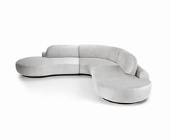 Naked Curved Sectional Sofa, 3 Piece with Beech Ash-056-5 and Aluminium