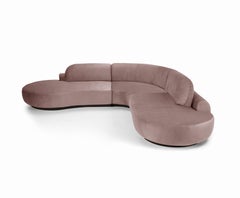 Naked Curved Sectional Sofa, 3 Piece with Beech Ash-056-5 and Barcelona Lotus