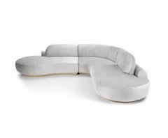 Naked Curved Sectional Sofa, 3 Piece with Natural Oak and Aluminium