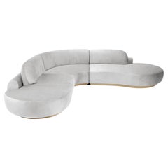 Naked Curved Sectional Sofa, 3 Stück mit Eiche Natur und Aluminium