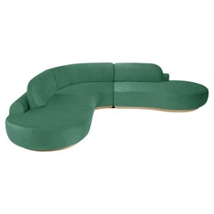 Naked Curved Sectional Sofa, 3 Stück mit Eiche Natur und Paris Green