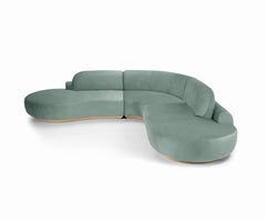 Naked Curved Sectional Sofa, 3 Piece with Natural Oak and Smooth 60