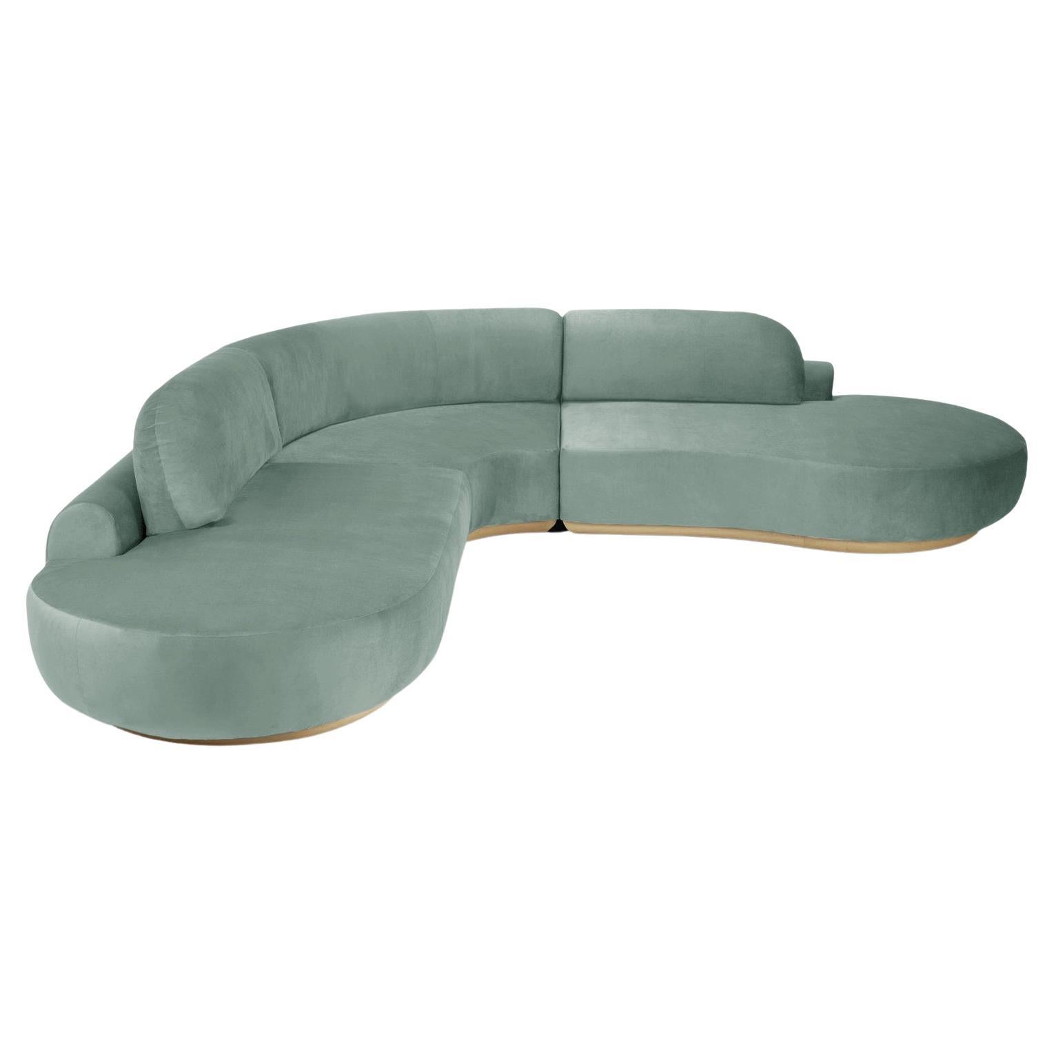 Naked Curved Sectional Sofa, 3 Stück mit Eiche Natur und Rauch 60