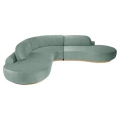 Naked Curved Sectional Sofa, 3 Stück mit Eiche Natur und Rauch 60