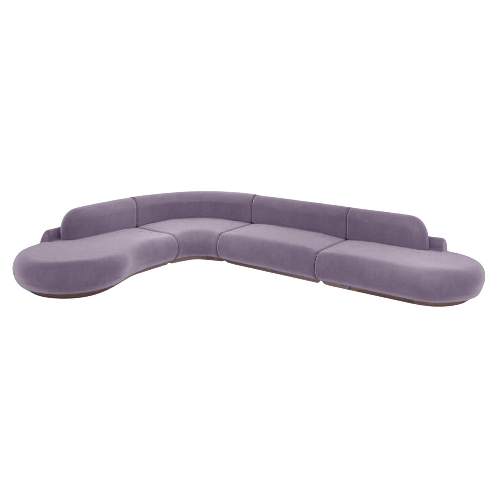 Divano Naked Curved Sectional, 4 pezzi con Frassino-056-1 e Paris Lavanda