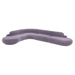 Divano Naked Curved Sectional, 4 pezzi con Frassino-056-1 e Paris Lavanda