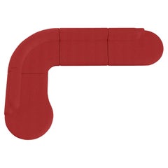 Canapé sectionnel à courbes nues, 4 pièces avec frêne de hêtre-056-1 et tissu Smooth 72