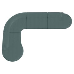 Canapé sectionnel nu et incurvé, 4 pièces, en frêne et sarcelle-056-1