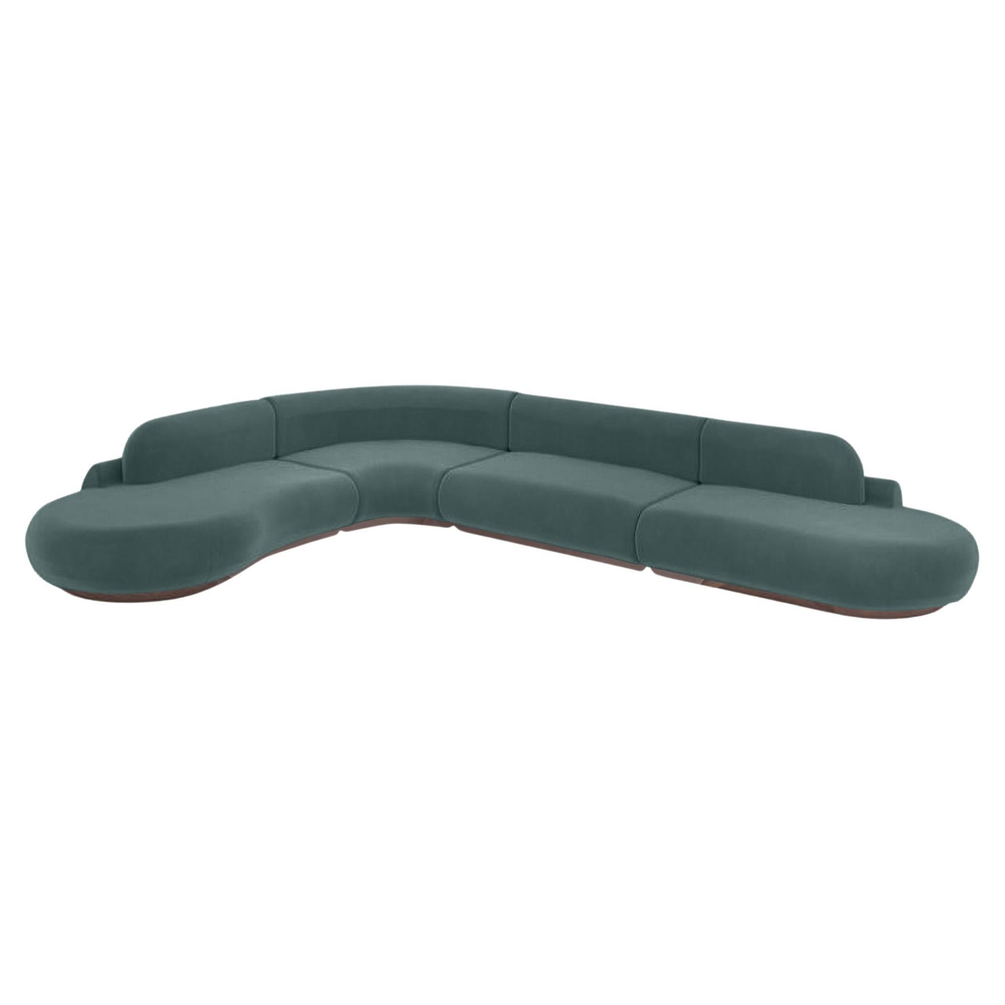 Divano Naked Curved Sectional, 4 pezzi con Frassino-056-1 e Teal