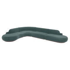 Divano Naked Curved Sectional, 4 pezzi con Frassino-056-1 e Teal