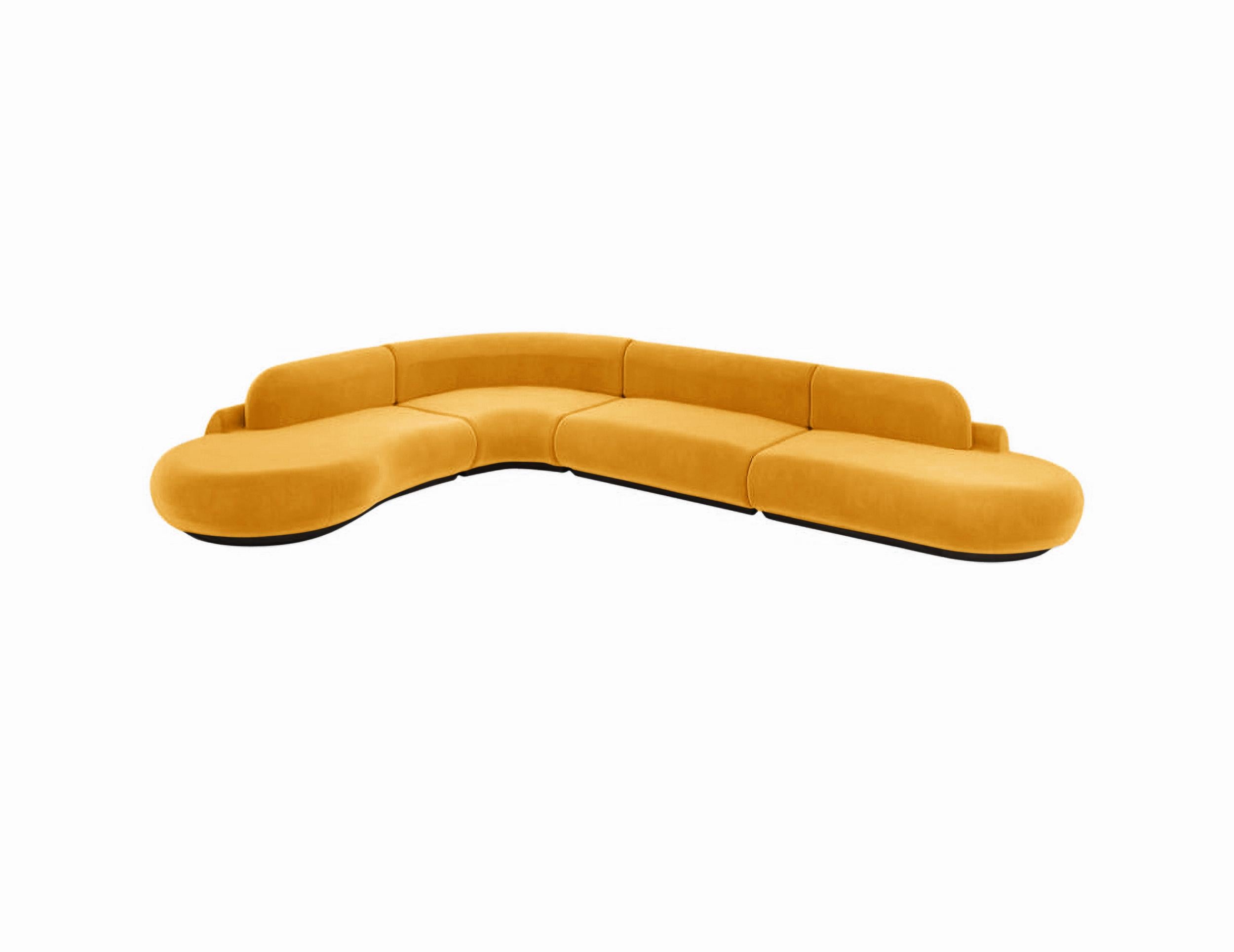 Naked Curved Sectional Sofa, 4 Piece with Beech Ash-056-5 and Corn For Sale