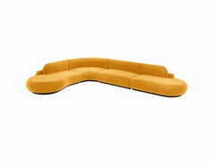 Naked Curved Sectional Sofa, 4 Piece with Beech Ash-056-5 and Corn