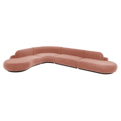 Naked Curved Sectional Sofa, 4 Piece with Beech Ash-056-5 and Paris Brick
