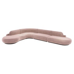Canapé sectionnel à courbes nues, 4 pièces avec socle en hêtre-056-5 et souris Paris