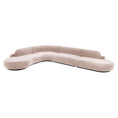 Naked Curved Sectional Sofa, 4 Piece with Beech Ash-056-5 and Vigo Blossom