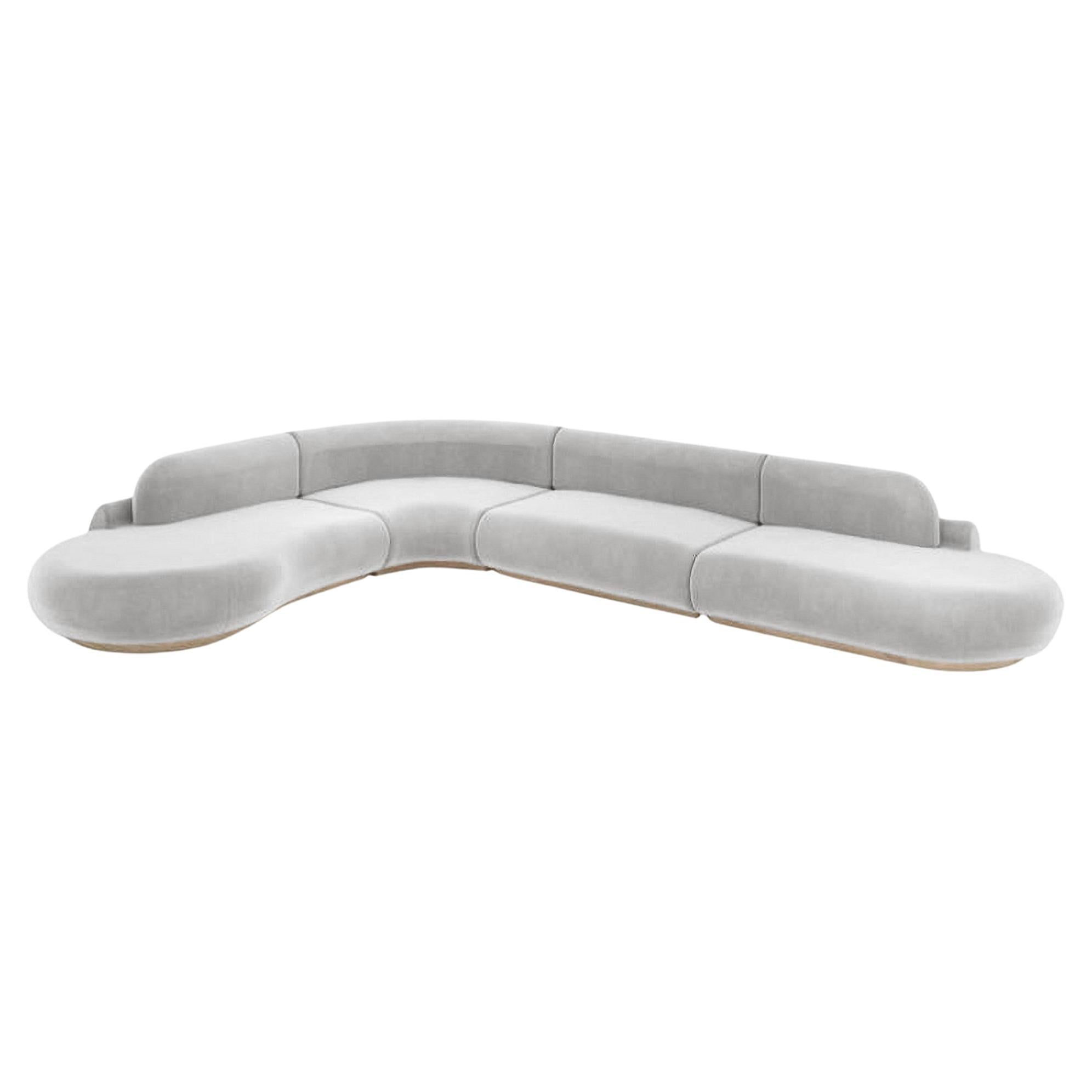 Naked Curved Sectional Sofa, 4 Piece with Natural Oak and Aluminium