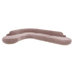 Sofá Seccional Curvo Desnudo, 4 Piezas con Roble Natural y Loto Barcelona